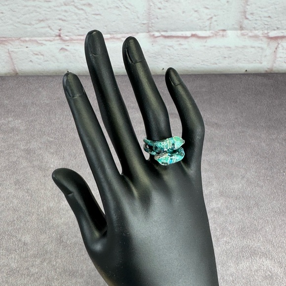 Gucci Garden Silver and Blue Enamel Snake Motif Ring - Picture 7 of 11